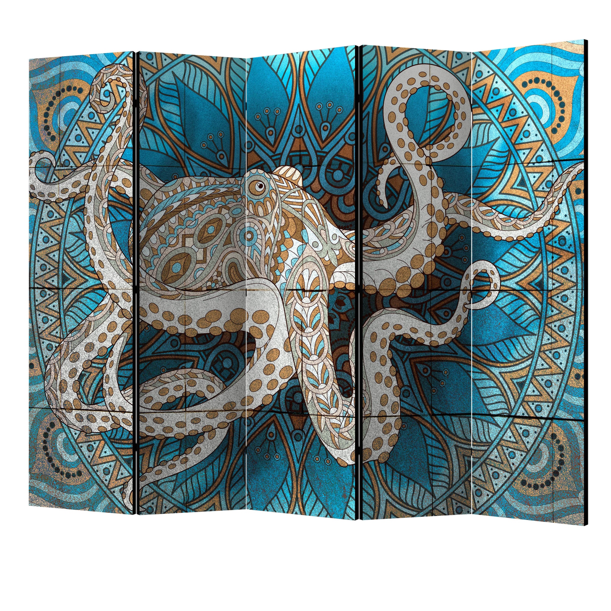 Paravan din 5 parti - Zen octopus II - 225 x 172 cm