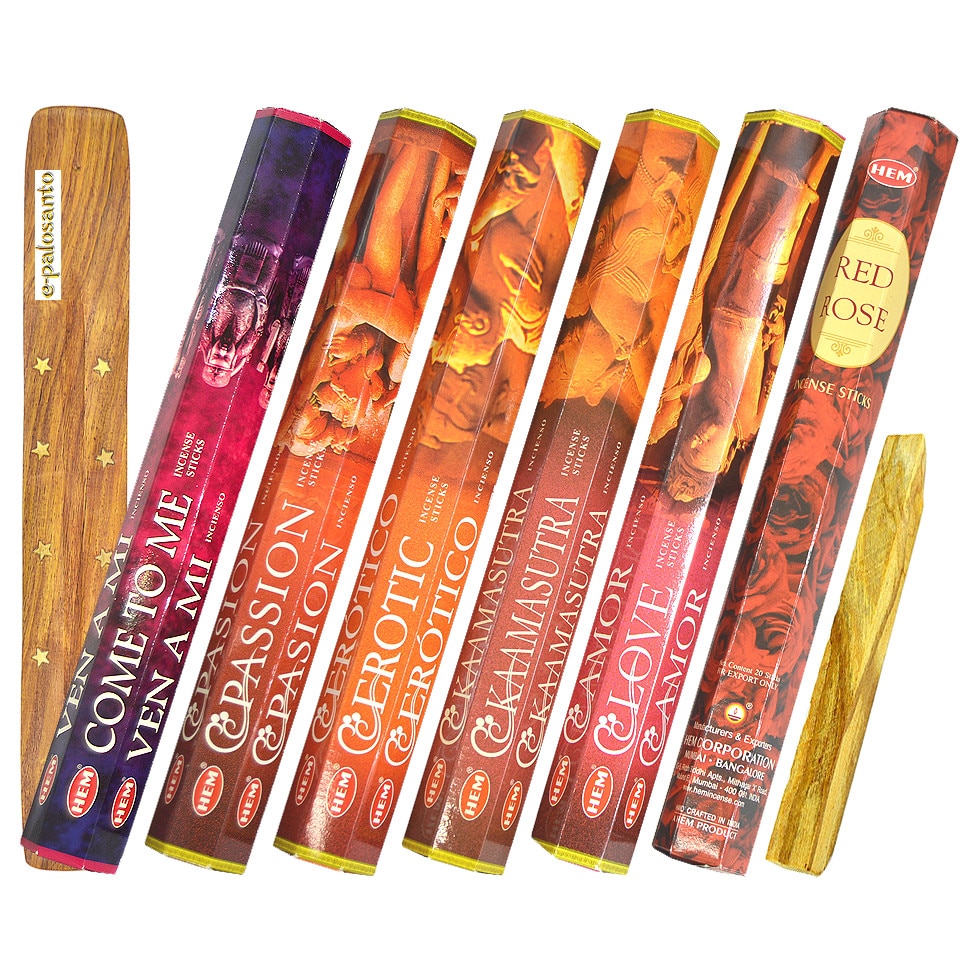 Set betisoare parfumate Pasiune 6 bucati si Lemn Palo Santo, aromaterapie e-palosanto