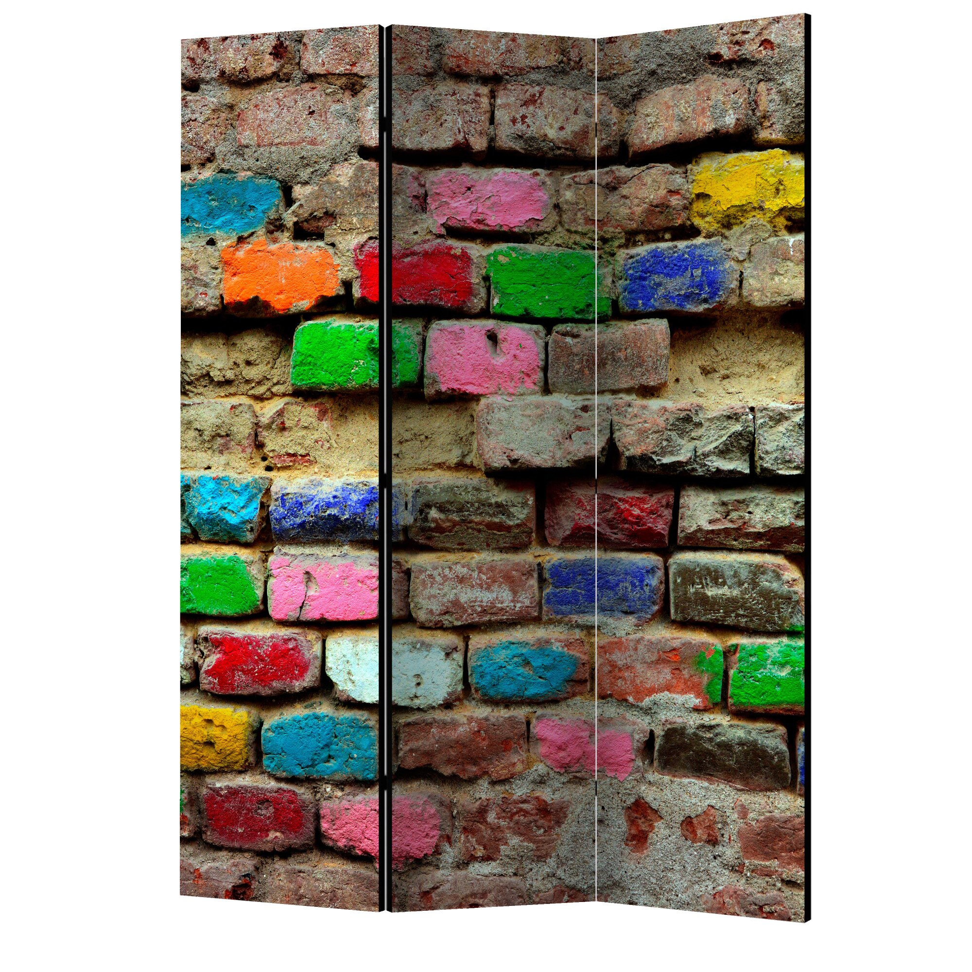 Paravan din 3 parti - Caramizi colorate - 135 x 172 cm
