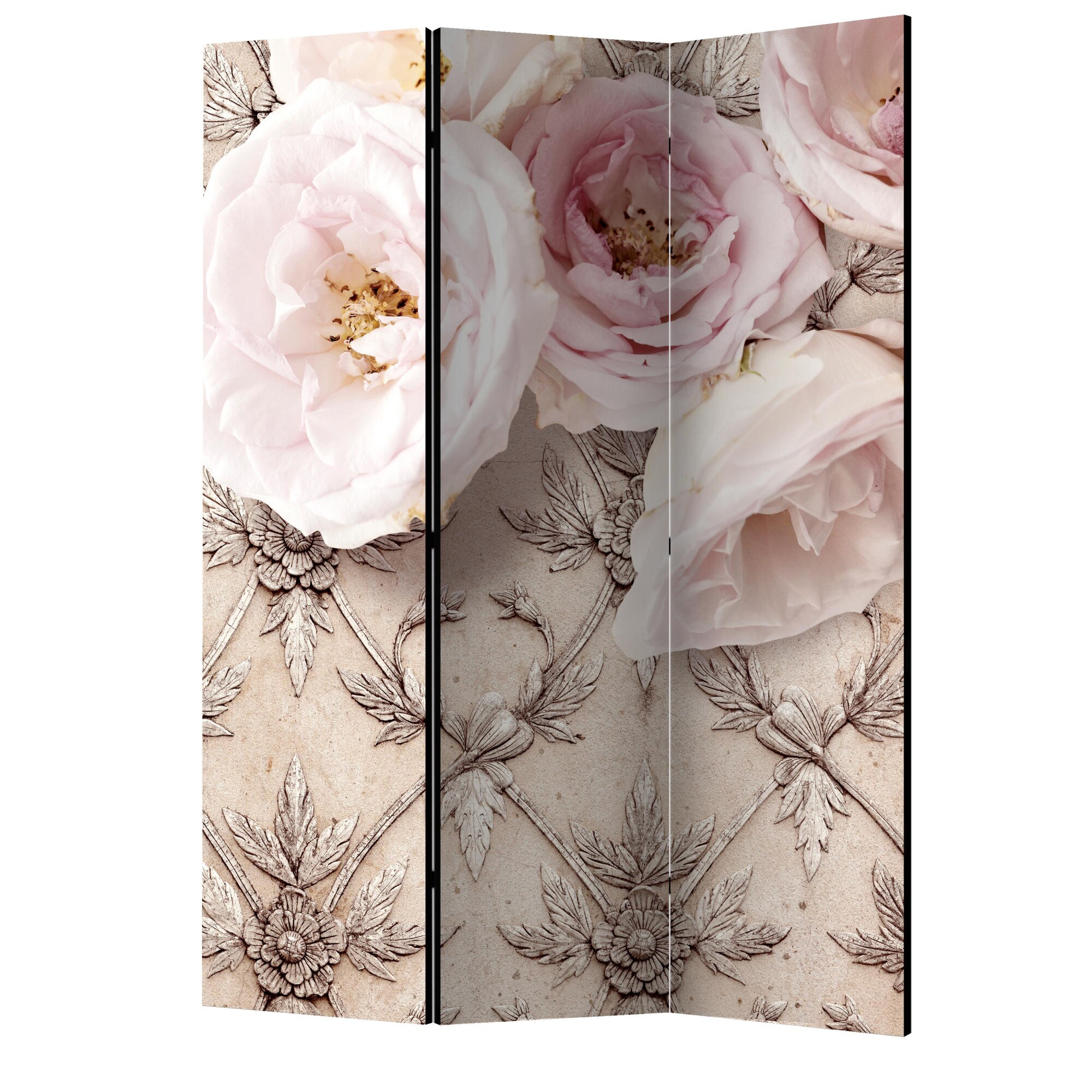 Paravan din 3 parti - Bej romantic - 135 x 172 cm