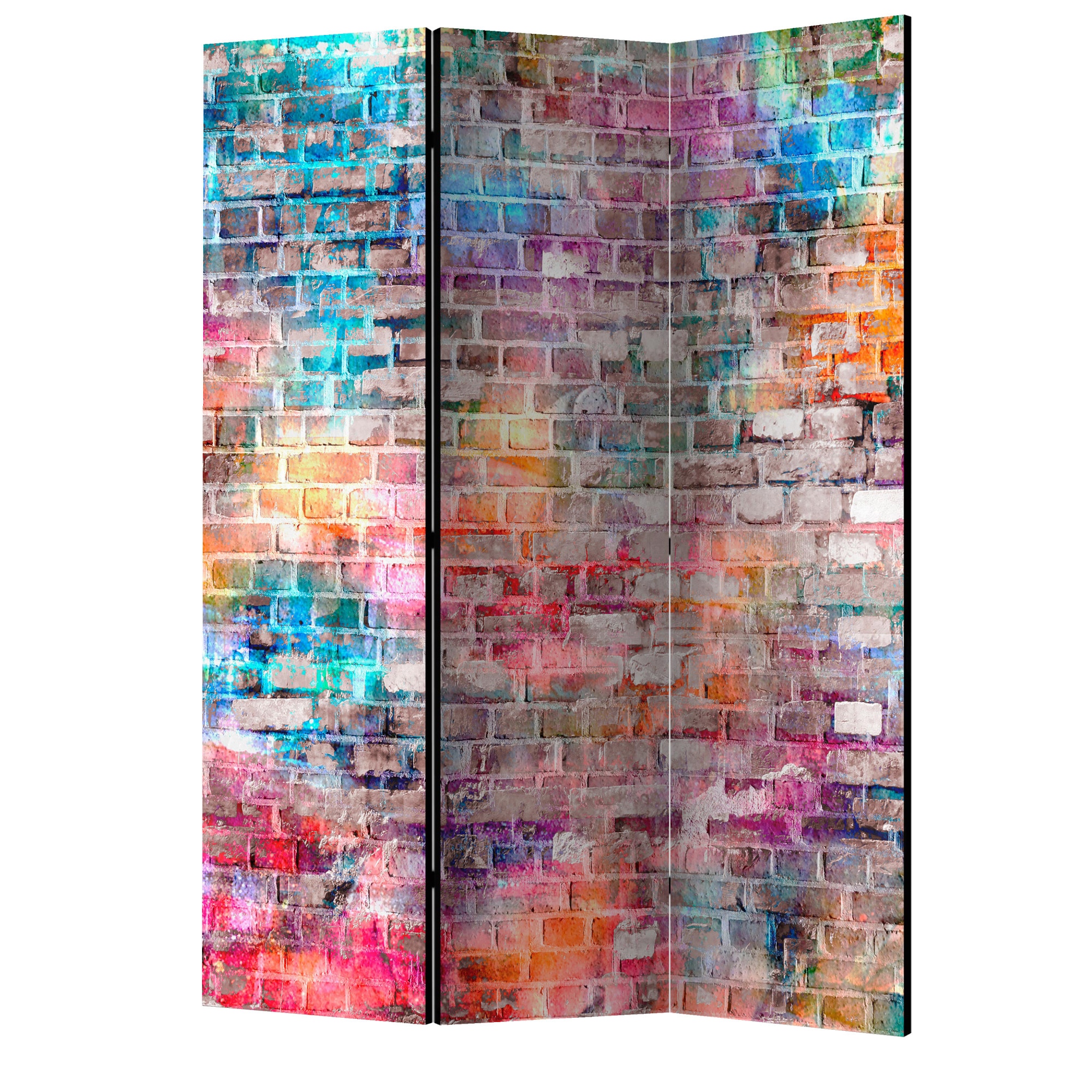 Paravan din 3 parti - Caramida colorata - 135 x 172 cm