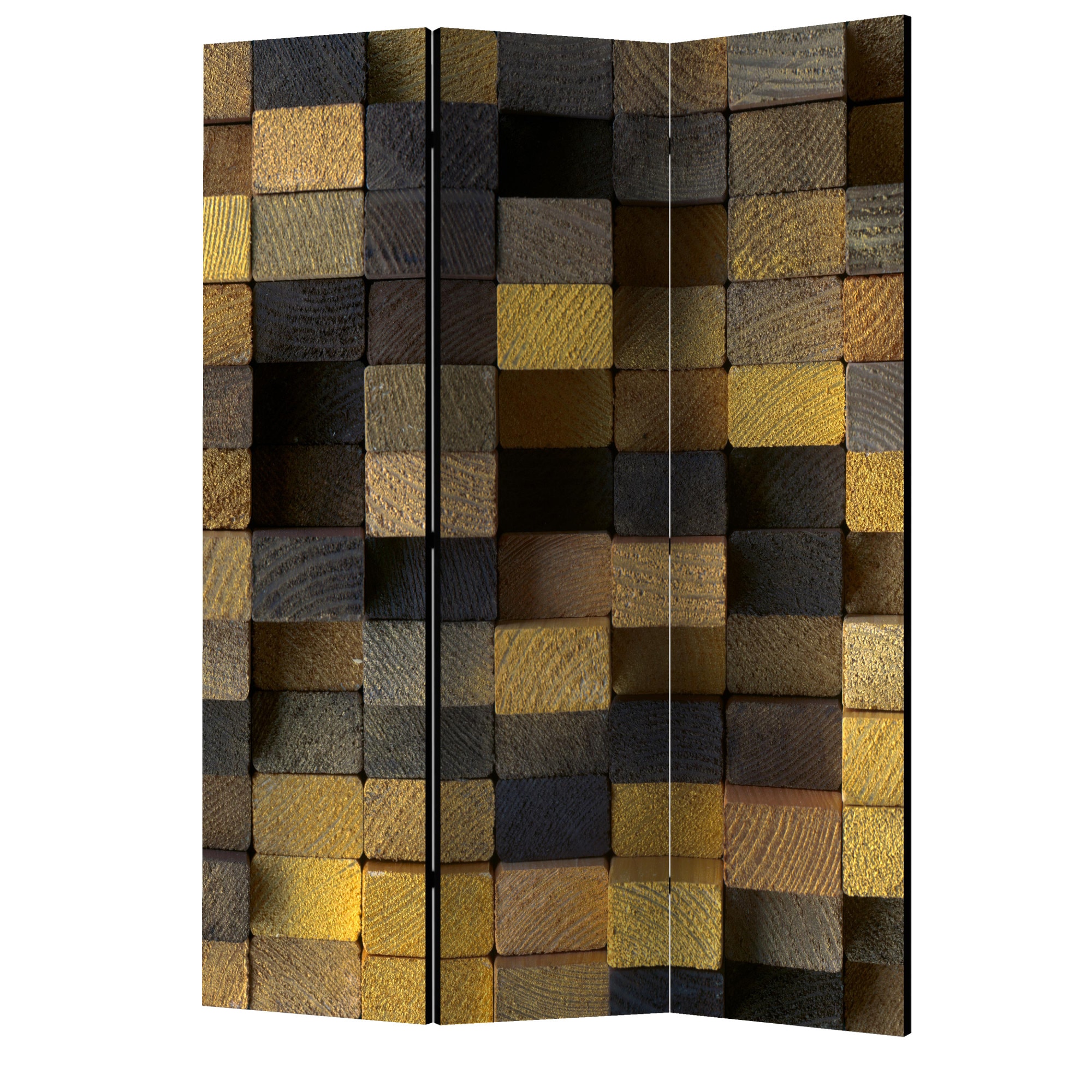 Paravan din 3 parti - Cuburi de lemn - 135 x 172 cm