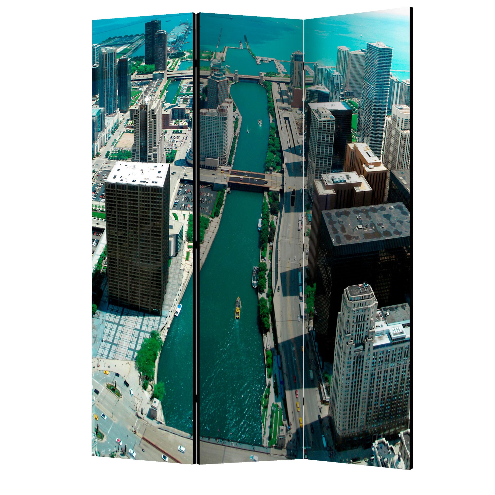 Paravan din 3 parti - Arhitectura urbana din chicago - 135 x 172 cm