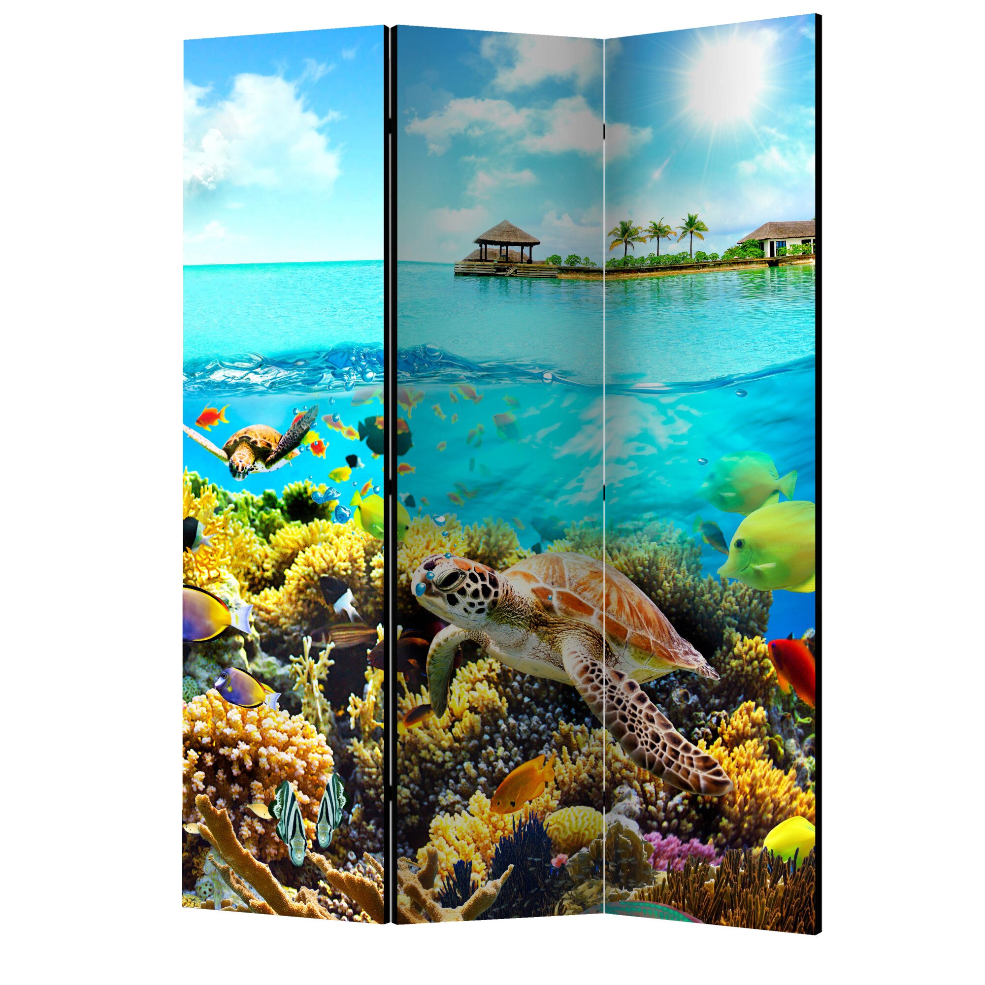 Paravan din 3 parti - Ceresc maldive - 135 x 172 cm