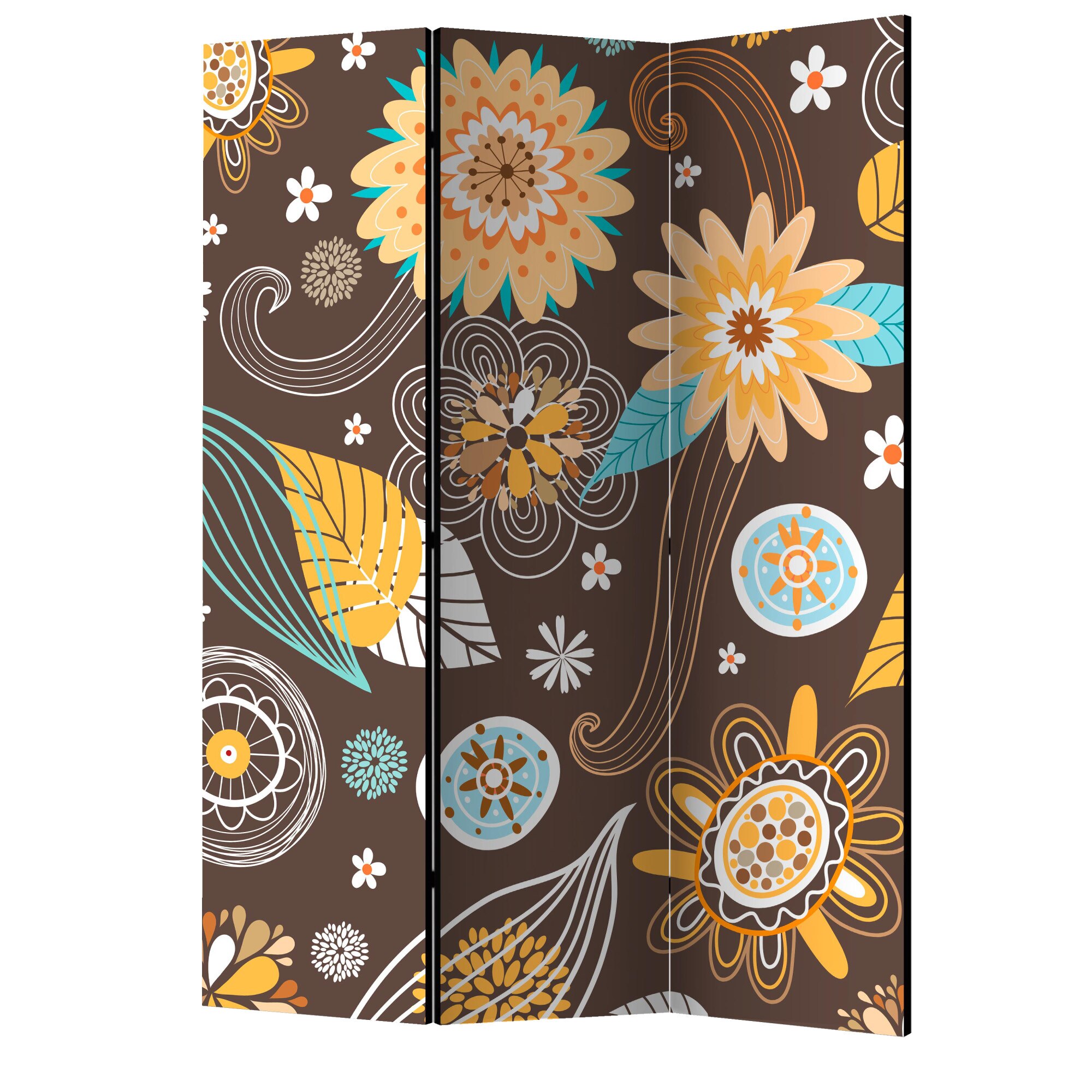 Paravan din 3 parti - Flori transparente - 135 x 172 cm