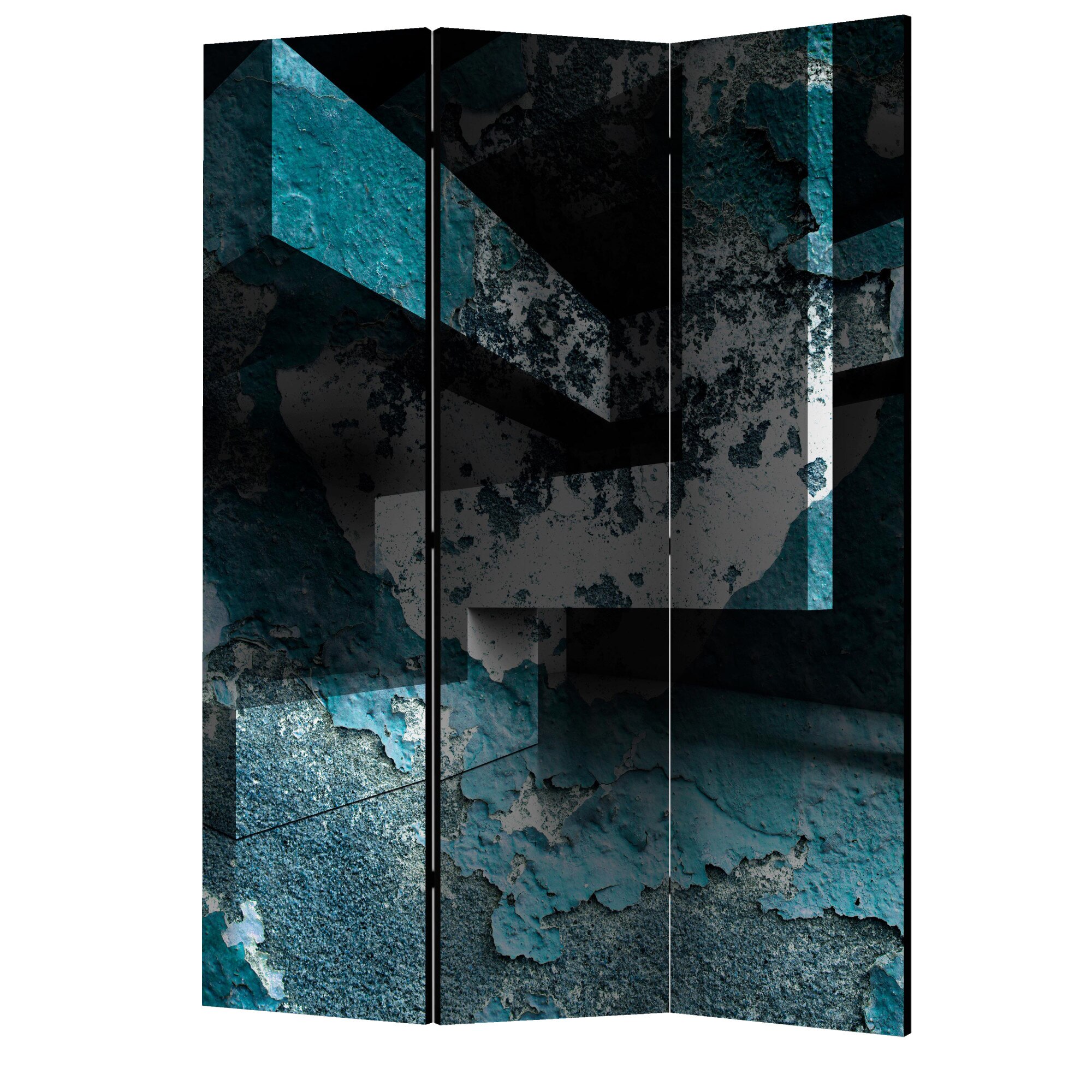Paravan din 3 parti - Geometria azurului - 135 x 172 cm