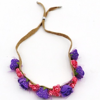 Bentita cu flori 3D,40 cm ajustabila,flori mov si roz Bentita cu flori 3D,40 cm ajustabila,flori mov si roz