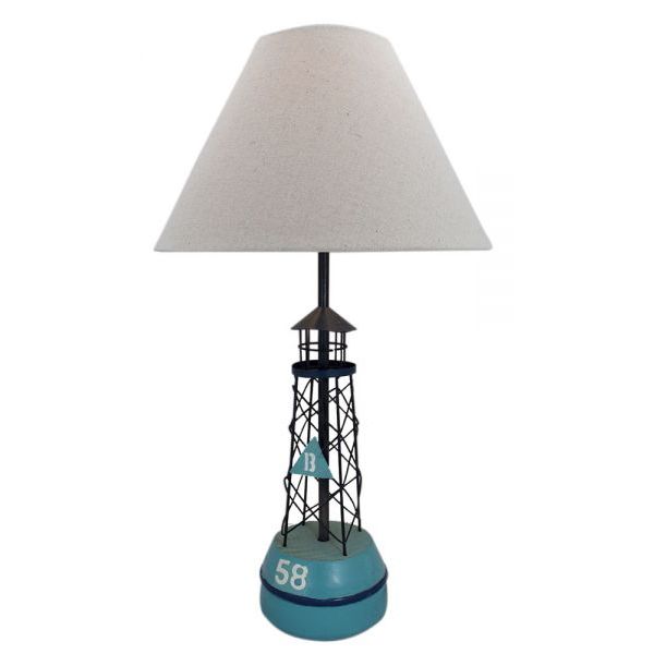 Lampa marina Sea Club, model cu baliza din lemn si metal, soclu E27,H 53cm