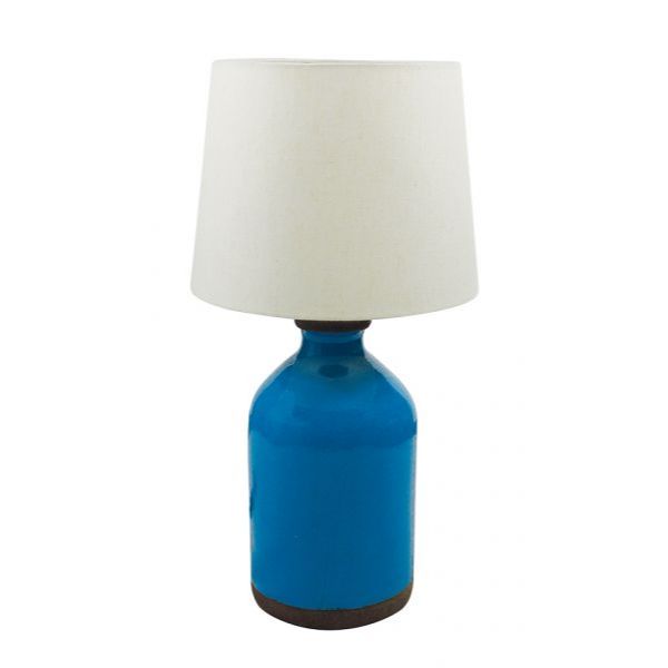Lampa Sea Club din tercota, albastru marin, abajur de iuta,soclu E27, H 46 cm
