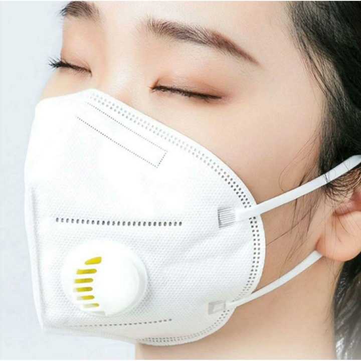 Предпазна маска Planet Tech KN95 - FFP2 за многократна употреба против мръсен въздух, вируси и бактерии, Бяла