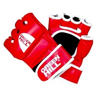 Manusi MMA Green Hill, IMMAF, Rosu, Piele naturala, M