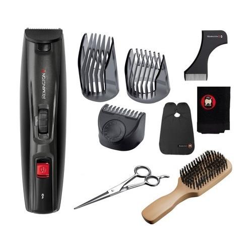 Set de tuns barba Remington Crafter, Pieptan ajustabil XL, Pieptan ajustabil pentru lungimi mici, Prosop de barba, pelerina de tuns,Foarfeca din otel