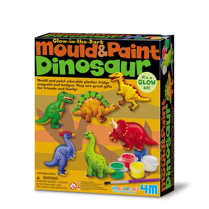 Фигури Гипс-Свтещи Динозаври, 4М, Комплект за оцветяване, Направи сам, Възраст 5+ години