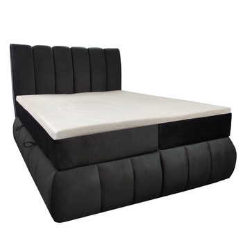 Pat Tapitat Genarom Adelle 03 cu Saltea, Kronos 34 Gri, 160 x 200 cm Pat Tapitat Genarom Adelle 03 cu Saltea, Kronos 34 Gri, 160 x 200 cm