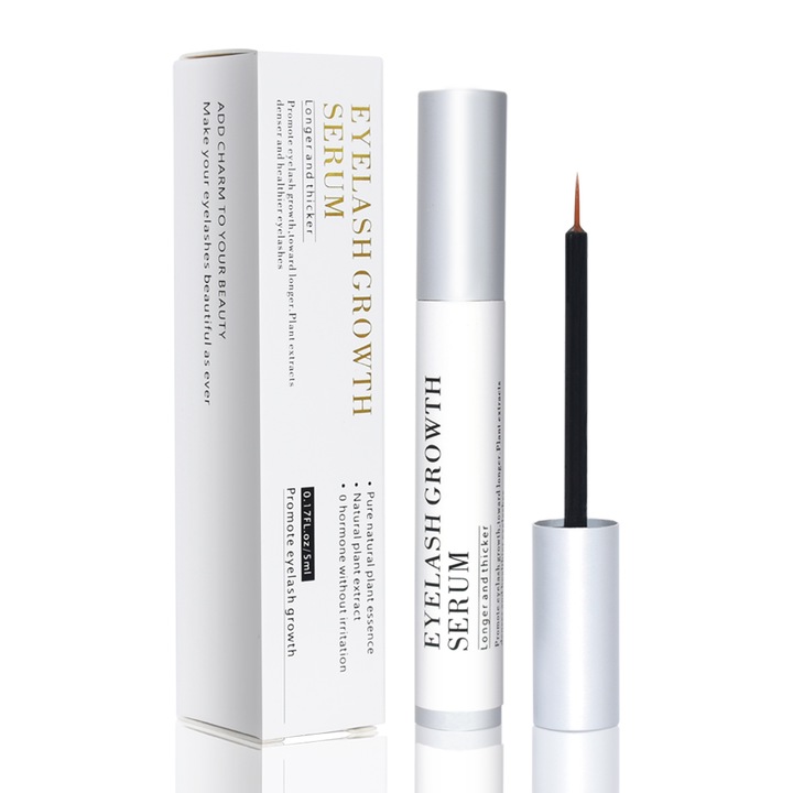 Ser pentru Cresterea si Regenerarea Genelor Alhena® K'anho, Tratament Natural Pentru Gene Rare, Sprancene Subtiri si Fire Fragile, Cu Ingrediente Active pentru Alungire si Intarire, Aplicator Inclus, 5 ml, Culoare Transparent