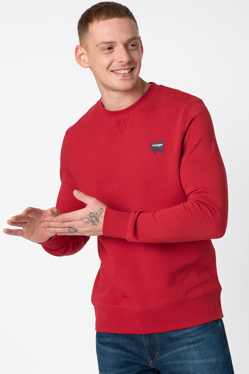 Wrangler, Bluza sport cu decolteu la baza gatului Sign Off, Rosu