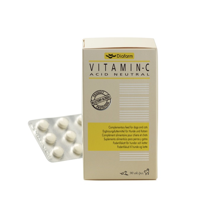 Supliment nutritiv pentru caini si pisici, Diafarm, Vitamina C 90 tablete