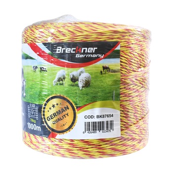 Rola fir galben-rosu fi2mm. 6x0.16mm., 5,5 Ohm/m SS, 1000M gard electric Breckner Germany Rola fir galben-rosu fi2mm. 6x0.16mm., 5,5 Ohm/m SS, 1000M gard electric Breckner Germany