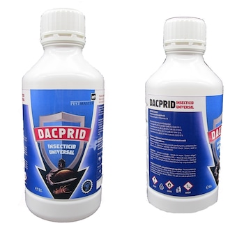 Pachet profesional Dacprid, 2 sticle insecticid de 1 litru, solutie insecticida profesional cu spectru larg de actiune asupra insectelor tinta. Pachet profesional Dacprid, 2 sticle insecticid de 1 litru, solutie insecticida profesional cu spectru larg de actiune asupra insectelor tinta.