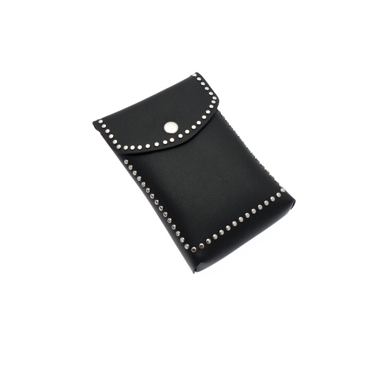 Дамска чанта Buticcochet от екологична кожа с метални апликации Черна - BRS294