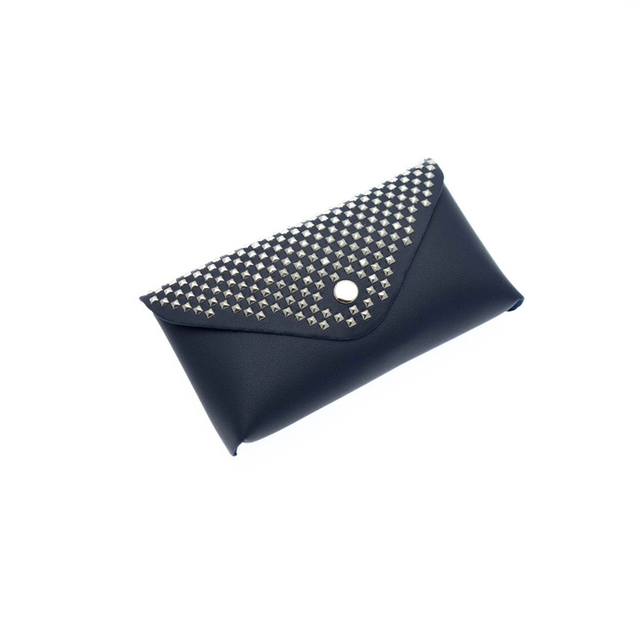 Дамска чанта Buticcochet от екологична кожа с метални апликации, тъмносиня - BRS273