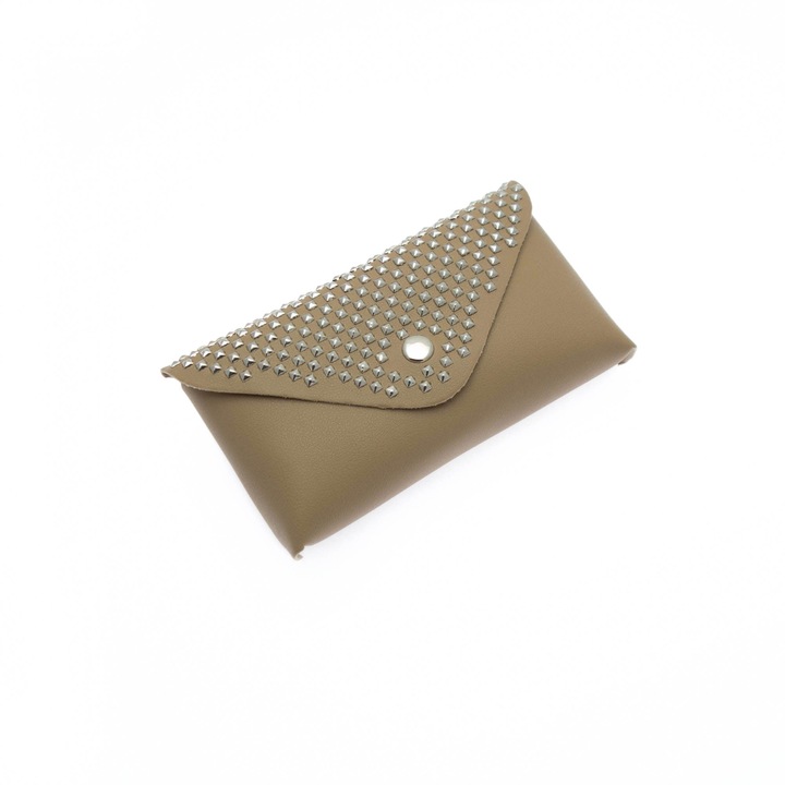 Дамска чанта Buticcochet от екологична кожа с метални апликации, бежова - BRS275
