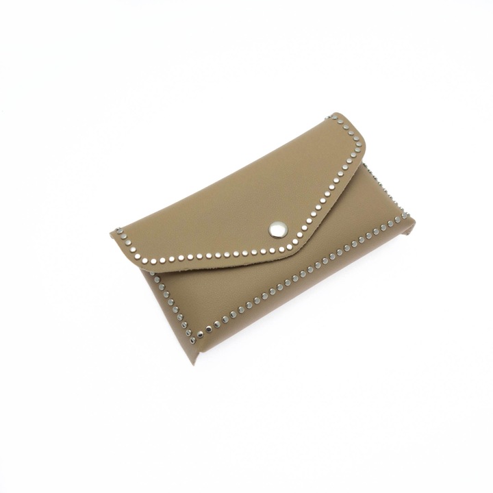 Дамска чанта Buticcochet от екологична кожа с метални детайли, бежова - BRS287