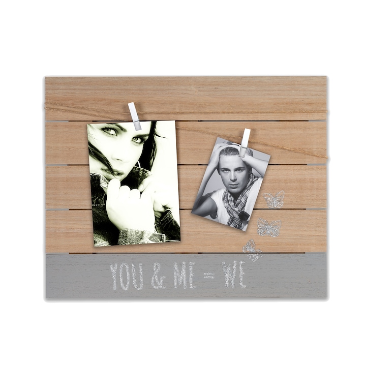 Rama foto decor KPH Natural Feature, natur-gri, cu cleme, 2 poze 10x15