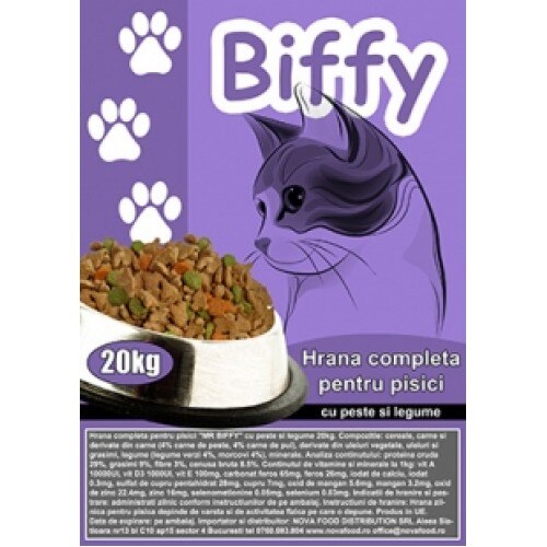 Hrana uscata pentru pisici, Mr. Biffy, peste si legume, 20 kg