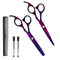 set profesional foarfeca de tuns si filat baroc si pieptan carbon pentru frizerie salon coafor marime 6quot mov imagen 20_0_
0