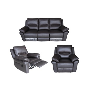Set Md. 2813, Mobila Domnel, Canapea 3 locuri cu 2 reclinere manuale si 2 fotolii cu recliner manual, Piele naturala, Wenge 5009 Set Md. 2813, Mobila Domnel, Canapea 3 locuri cu 2 reclinere manuale si 2 fotolii cu recliner manual, Piele naturala, Wenge 5009