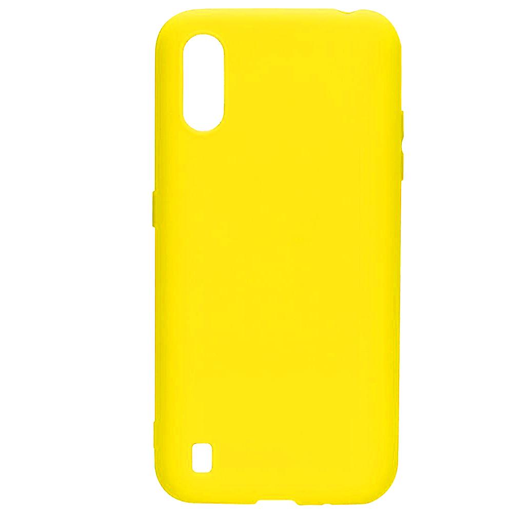 Husa silicon Samsung Galaxy A01 Matte, Antisoc, TPU Galben
