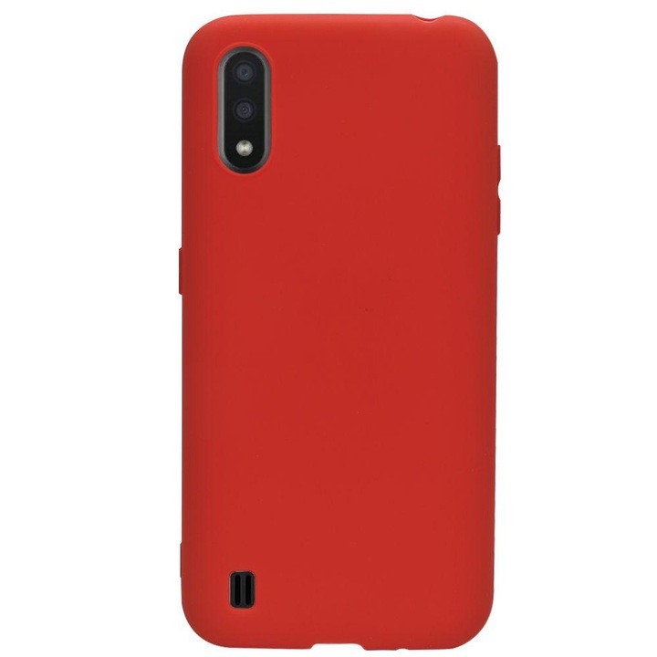 Husa silicon compatibil cu SAMSUNG Galaxy A01 Matte, Antisoc, TPU Rosu