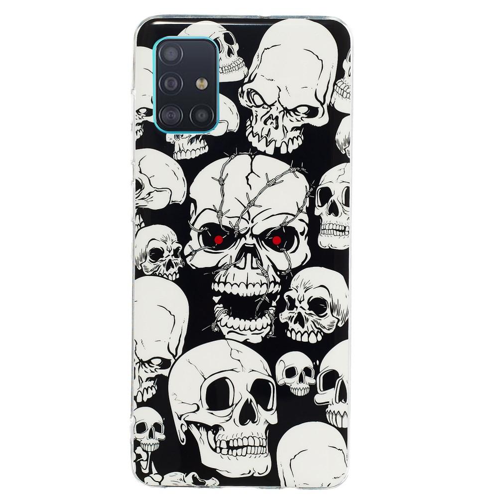 Husa Samsung Galaxy A51 Fosforescent model Skulls, Silicon, TPU Alb/Negru
