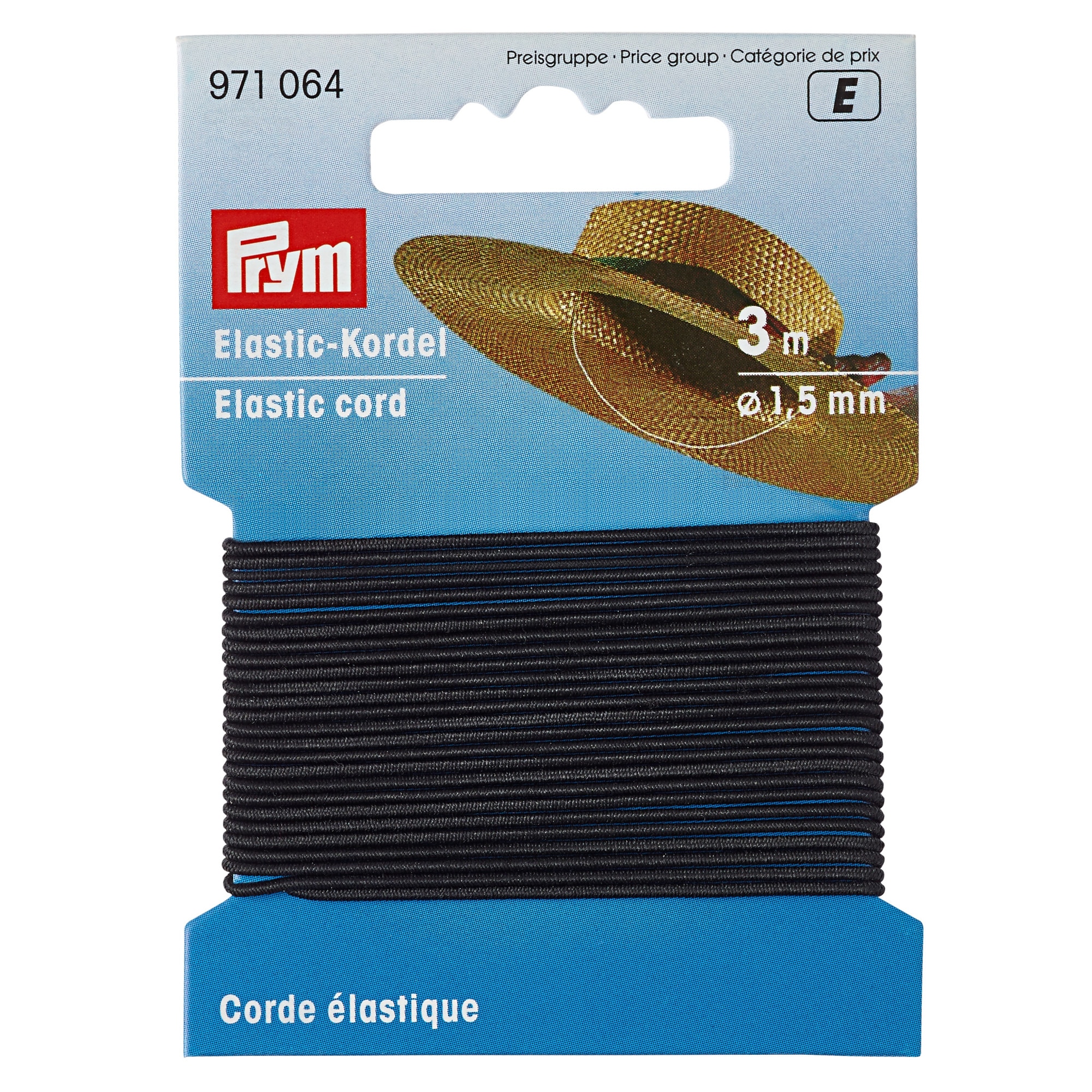 Elastic 1.5 mm, tip snur, 3 metri, negru, Prym