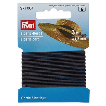 Elastic 1.5 mm, tip snur, 3 metri, negru, Prym Elastic 1.5 mm, tip snur, 3 metri, negru, Prym
