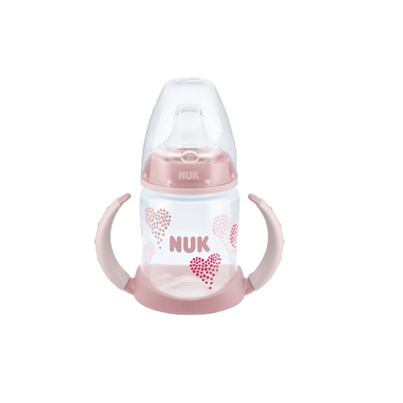 Biberon cu cioc din silicon si manere 150 ml Nuk First Choice 2251126-BR, Roz 6-18 luni