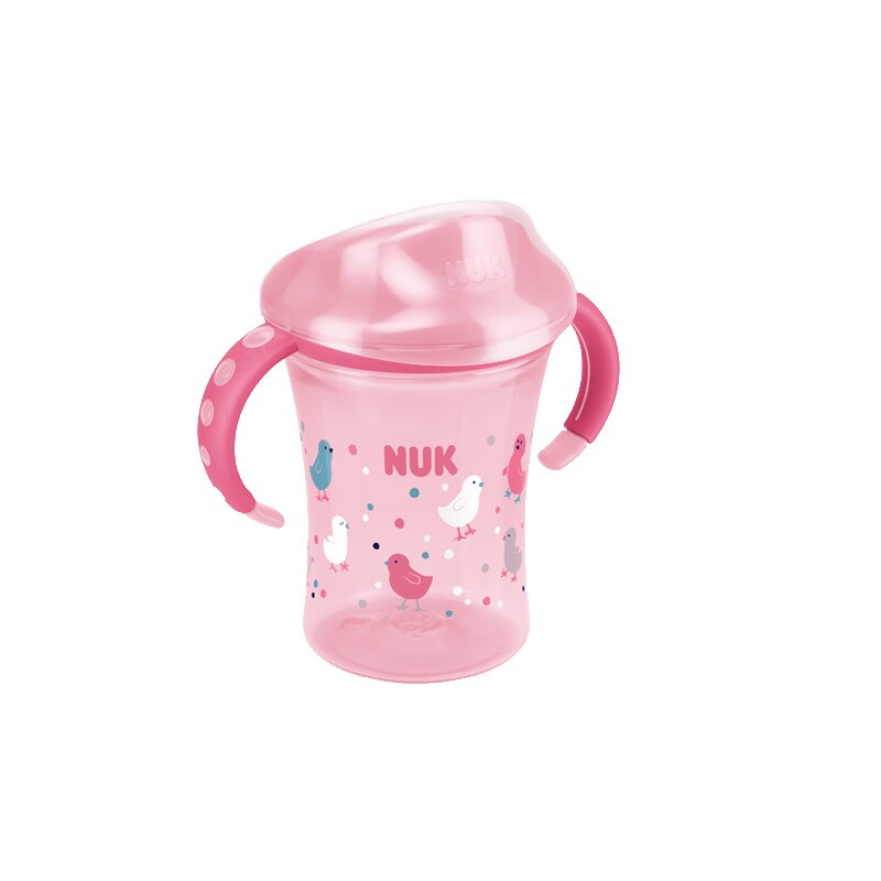 Biberon cu cioc si manere 230 ml Nuk Trainer Cup 255269RZ, Roz 8+ luni