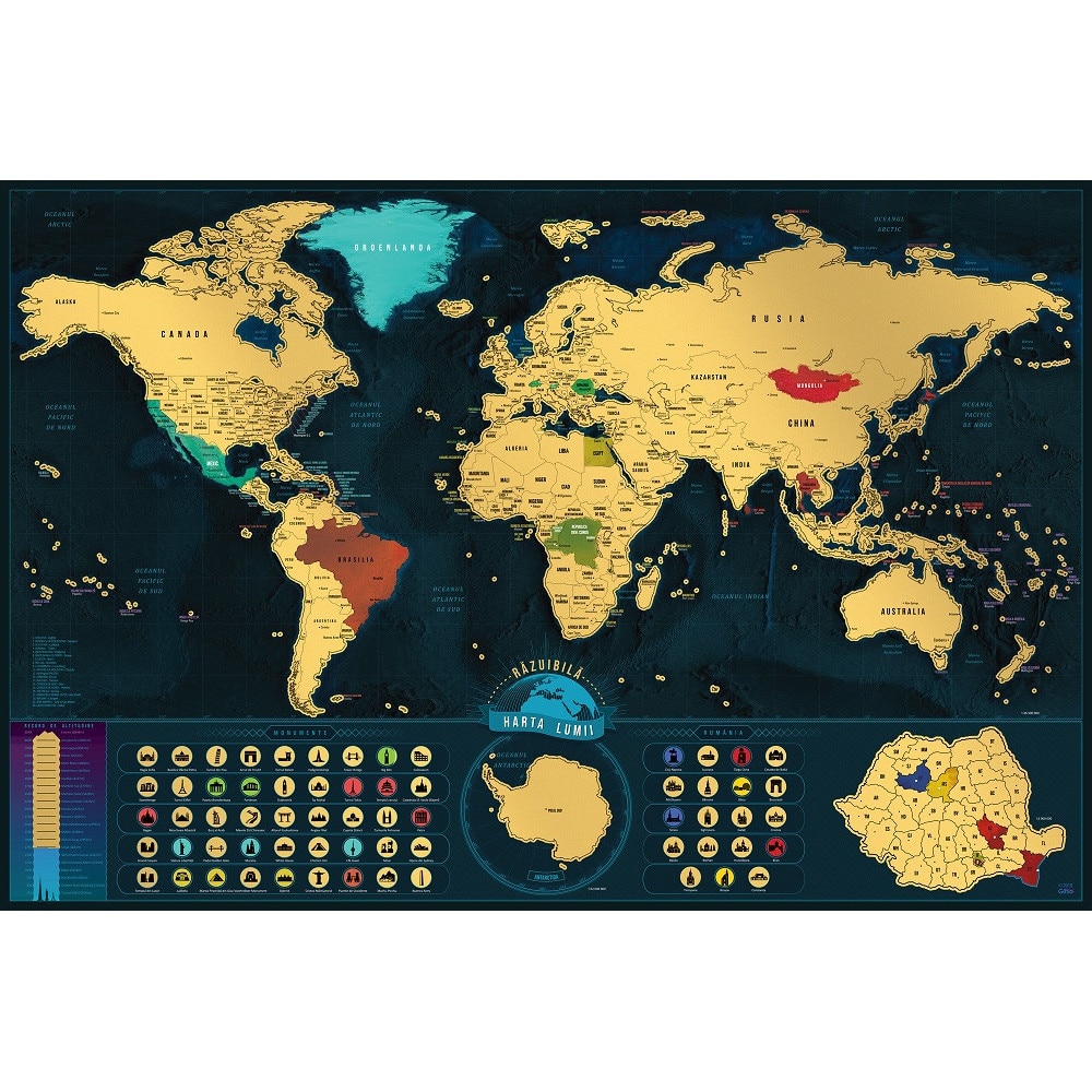 Harta Razuibila A Lumii Varianta Romaneasca Deluxe Xl 90x60 Cm Emag Ro
