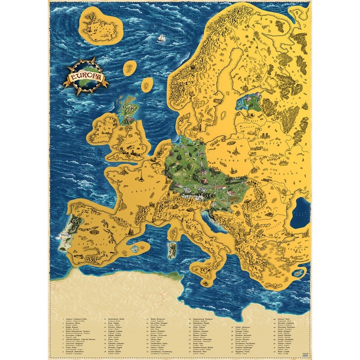 Скреч карта на Европа DELUXE XL, 90x66 см