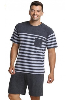 Pijama barbat Serena maneca scurta pantalon scurt, Gri Pijama barbat Serena maneca scurta pantalon scurt, Gri