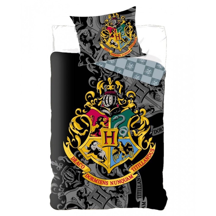 Детски спален комплект Harry Potter герб, Сив, 140х200
