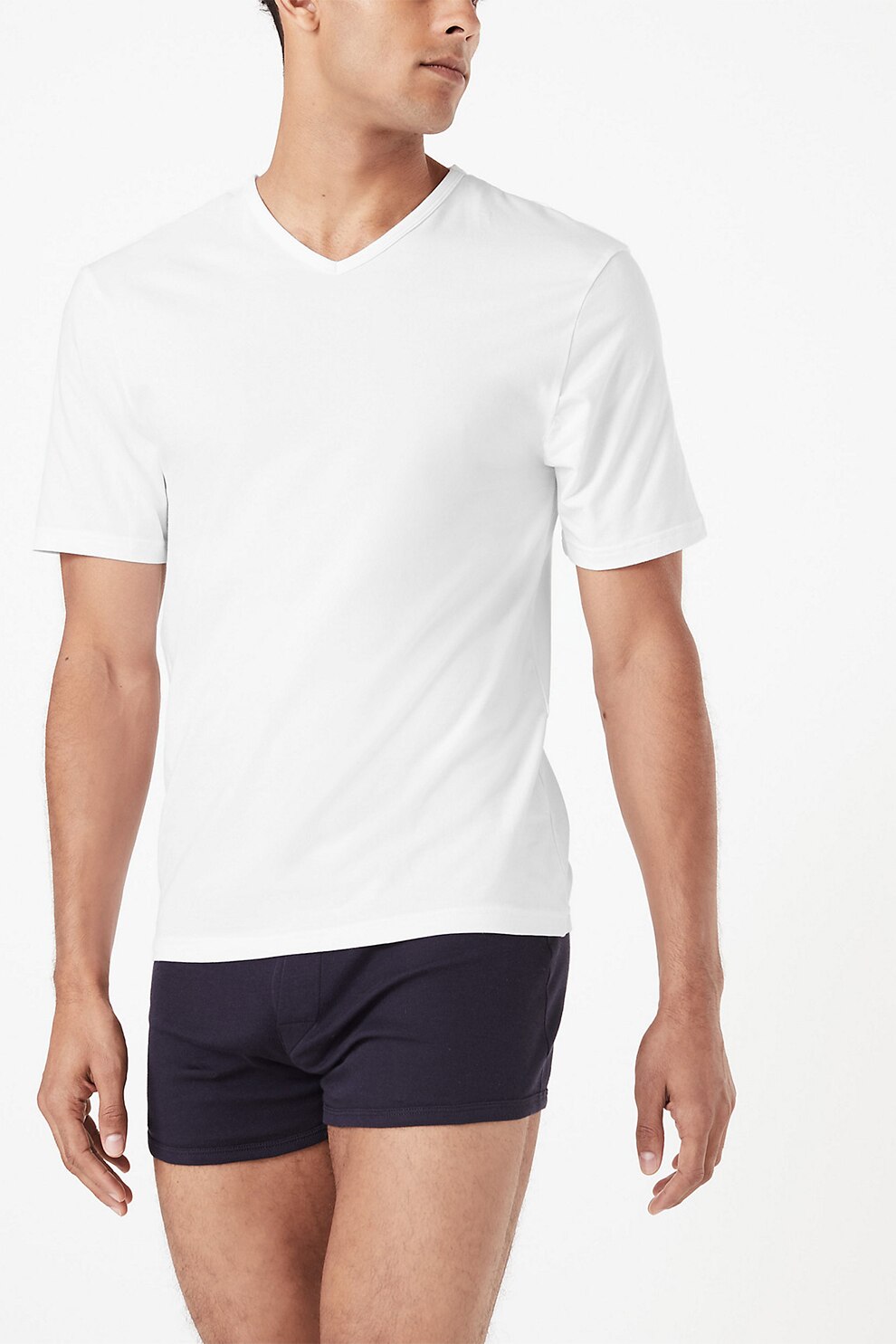 Marks & Spencer, Tricouri de casa cu decolteu in V, Alb optic