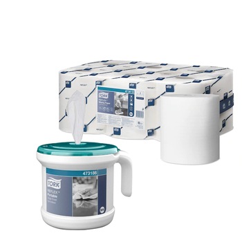 Pachet 6x Lavete Tork Premium Reflex M4, 473412, 113.9 m, 340 foi/rola si Dispenser Portabil, Tork Reflex M4, 473186, cu rola derulare centrala portionata inclusa Pachet 6x Lavete Tork Premium Reflex M4, 473412, 113.9 m, 340 foi/rola si Dispenser Portabil, Tork Reflex M4, 473186, cu rola derulare centrala portionata inclusa