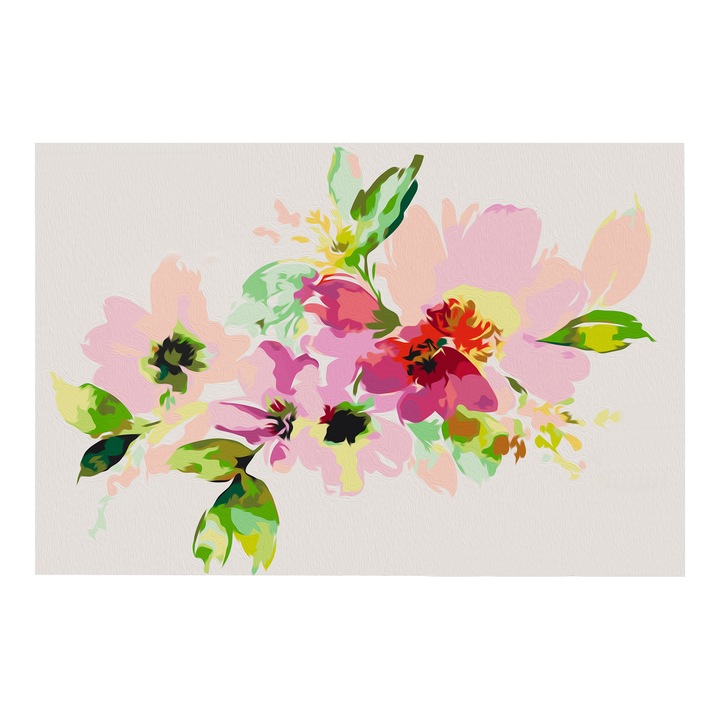 Pictura pe numere - Flori colorate - 60 x 40 cm