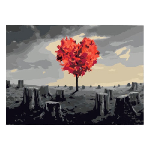 Pictura pe numere - Arbore in forma de inima - 60 x 40 cm