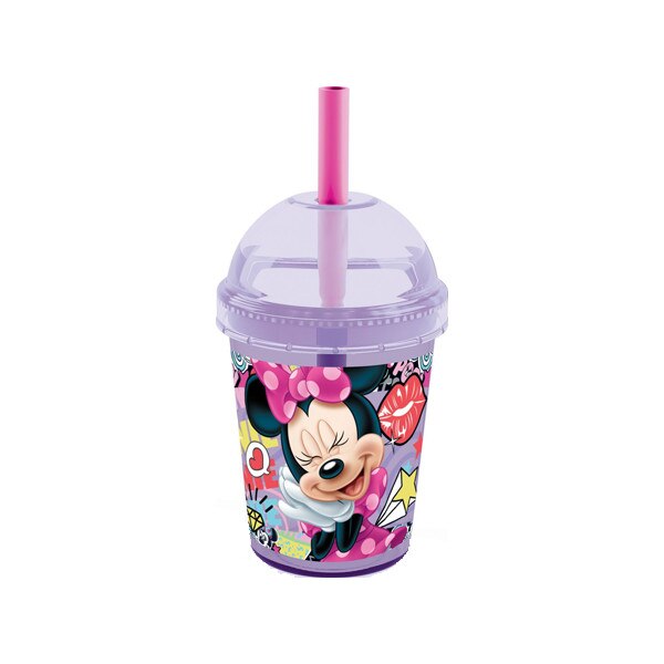 Pahar, Disney, Minnie, cu pai, 250ml