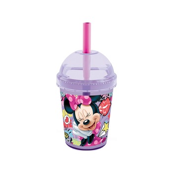 Pahar, Disney, Minnie, cu pai, 250ml Pahar, Disney, Minnie, cu pai, 250ml