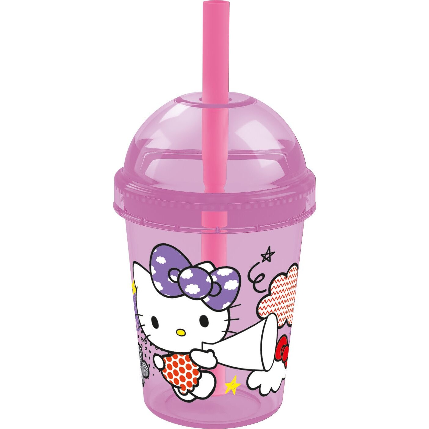 Pahar, Sanrio, Hello Kitty, cu pai, 300ml