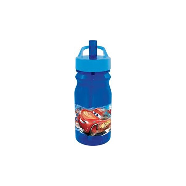 Bidon apa, Disney, Cars, cu pai, albastru, 400ml